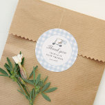 Blue Gingham Golf Baby Dusche Runder Aufkleber<br><div class="desc">Vielen Dank an Freunde und Familie,  die mit diesen eleganten Golftaptikern Ihre Babydusche besucht haben.</div>