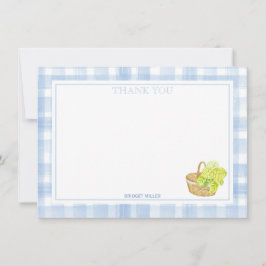 Blue Gingham Hydrangea Blume Vielen Dank Dankeskarte