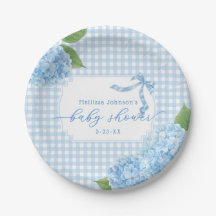 Blue Gingham Hydrangea Boy Baby Shower
