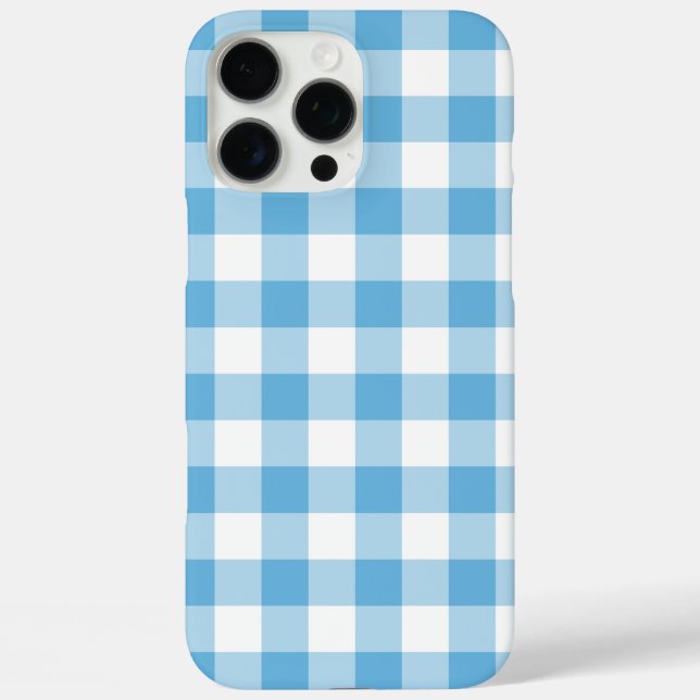 Blue Gingham iPhone 16 Pro Max Hülle (Rückseite)