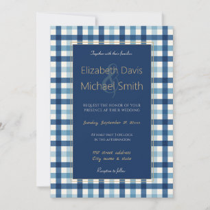 Blue Gingham Kariert Checkered Pattern Einladung