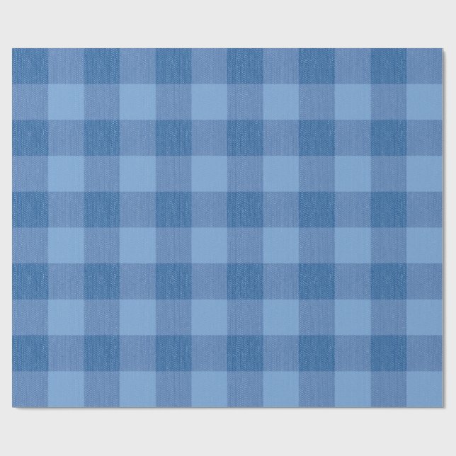 Blue Gingham Karo Geschenkpapier (Flach)