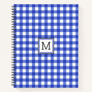 Blue Gingham Karo Monogram Notizbuch