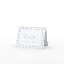 Blue Gingham Karo Personal Stationery Danke, C