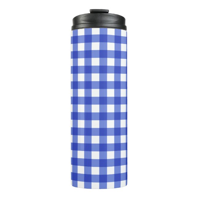 Blue Gingham Karo Thermosbecher (Vorderseite)