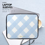 Blue Gingham Laptop Sleeve 15" Personalisiert<br><div class="desc">Nützlich und chic... Was könnte ein Mädchen noch gewollt haben? Machen Sie es exklusiv kaufen Sie personalisieren es mit Ihrem Namen.</div>