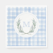 Blue Gingham Laurel Wappen Paper