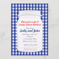 Blue Gingham Mason Jar Land Rustikale Einladung