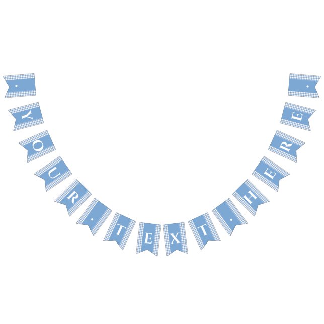 Blue Gingham Monogram Picnunting Banner (Alle)