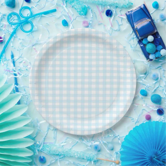 Blue Gingham Pappteller (Party)