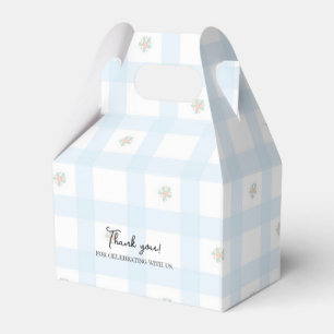 Blue Gingham Pattern Floral Cartoon Party Supplies Geschenkschachtel