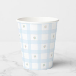 Blue Gingham Pattern florale CartoonParty-Lieferun Pappbecher