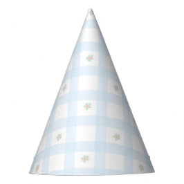 Blue Gingham Pattern florale CartoonParty-Lieferun Partyhütchen