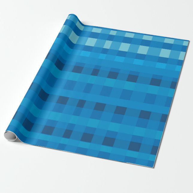 Blue Gingham Pattern Paper Geschenkpapier (Ungerollt)