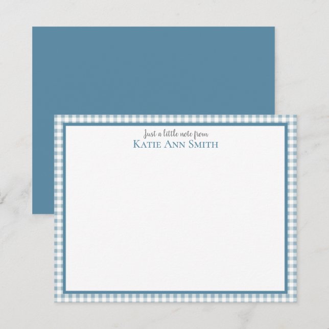 Blue Gingham Personalisierte Mitteilungskarten (Vorne/Hinten)