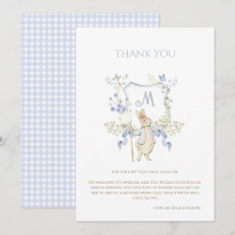 Blue Gingham Peter die Rabbit Baby Dusche MUTED BL Dankeskarte