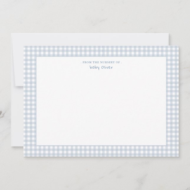 Blue Gingham Petite Karo Baby vielen Dank Dankeskarte (Vorderseite)
