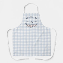Blue Gingham Pink Floral Schürze
