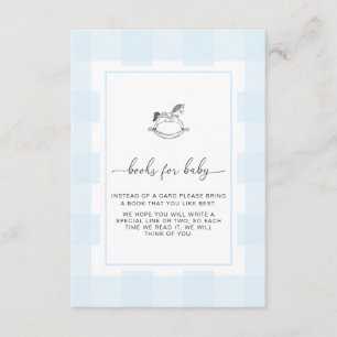 Blue Gingham Rocking Horcking Book Request Card Begleitkarte