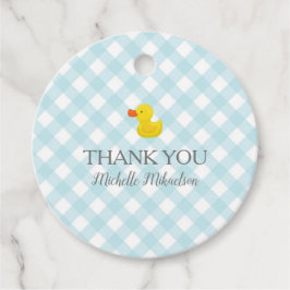Blue Gingham Rubber Duckie Baby Duckie Geschenkanhänger