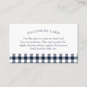 Blue Gingham Showeinschlusskarte Visitenkarte