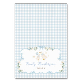 Blue Gingham Silly Goose Table Place Cards Tischnummer
