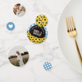 Blue Gingham & Sunflowers Baby-Q Dusche Konfetti