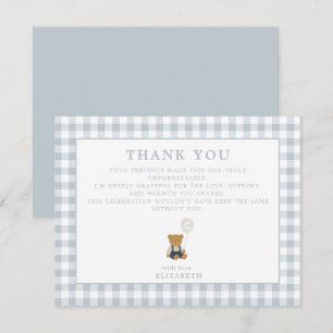 Blue Gingham Teddy Bear Dankeschön Karte
