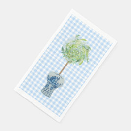 Blue Gingham Topiary Ginger Jar Paper Handtücher Serviette