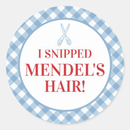 Blue Gingham Upsherin "I Snippe Seine Haare!" Aufk Runder Aufkleber