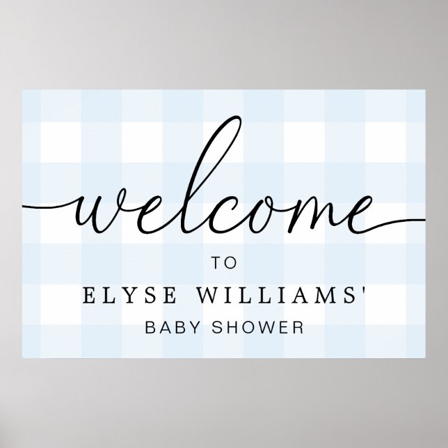 Blue Gingham Welcome Sign Poster (Vorne)