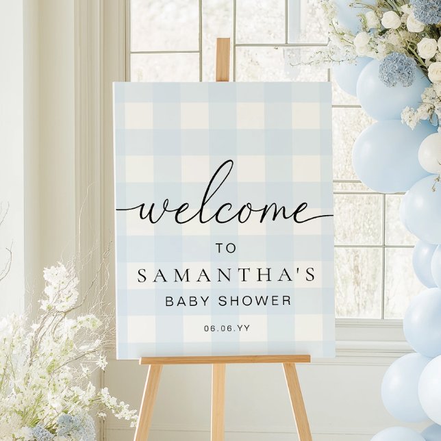 Blue Gingham Welcome Sign Poster (Von Creator hochgeladen)
