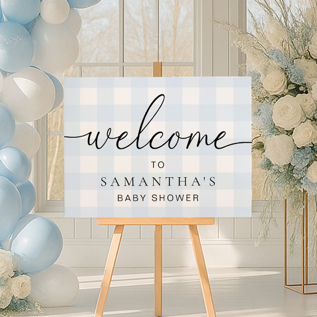 Blue Gingham Welcome Sign Poster (Von Creator hochgeladen)