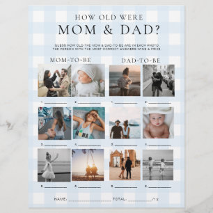 Blue Gingham Wie alt waren Mama und Papa Foto Spie Flyer