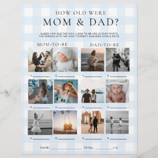 Blue Gingham Wie alt waren Mama und Papa Foto Spie Flyer