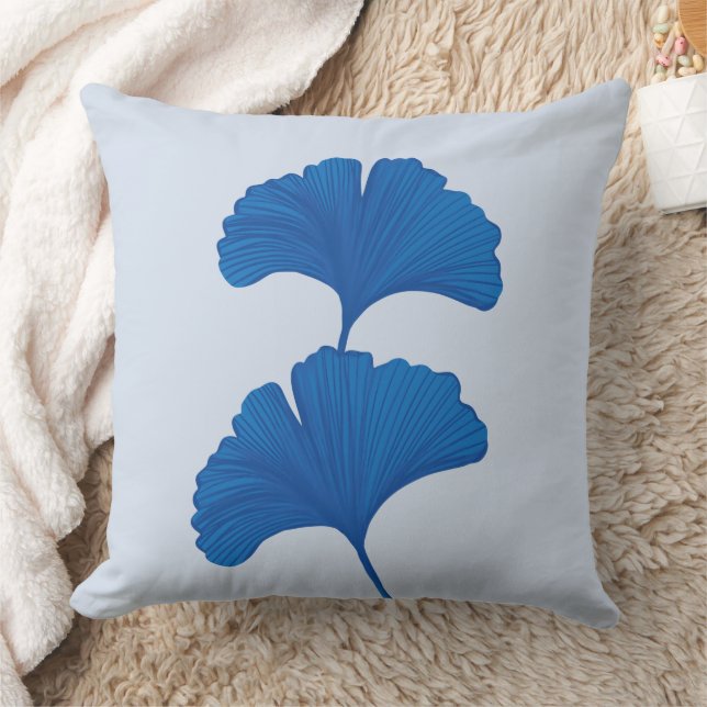 Blue Ginkgo Leaf individuell anpassbare Hintergrun Kissen (Decke)