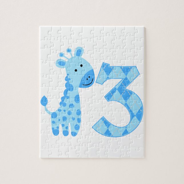 Blue Giraffe 3. Geburtstag (Vertikal)