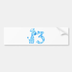 Blue Giraffe 3. Geburtstag Autoaufkleber