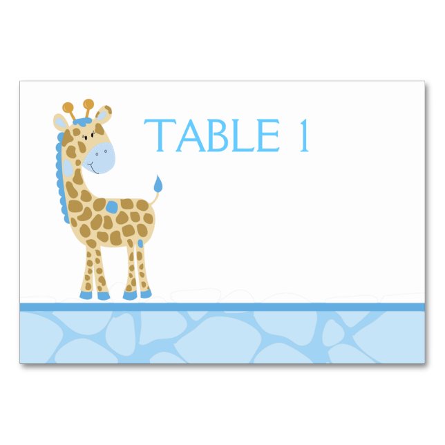 Blue Giraffe Custom Table Card Tischnummer (Vorderseite)