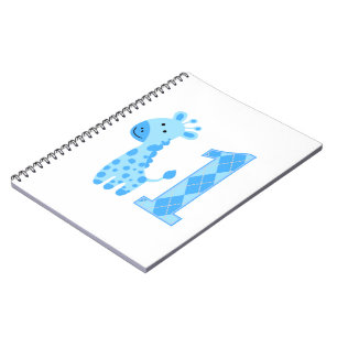 Blue Giraffe Erster Geburtstag Notizblock