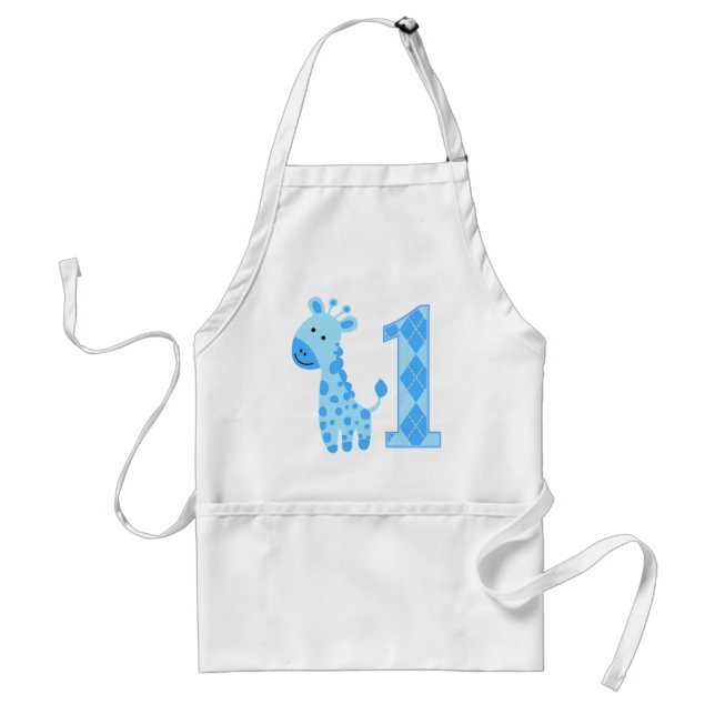 Blue Giraffe First Birthday Schürze (Vorne)