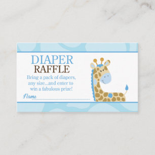 Blue Giraffe Jungle Baby Duwer Diaper Raffle Begleitkarte