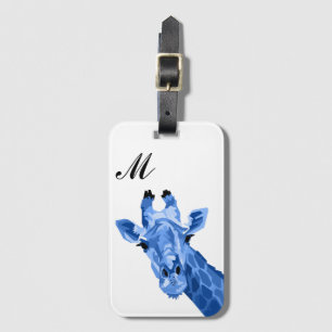 Blue Giraffe Pop Art Monogram Gepäckanhänger
