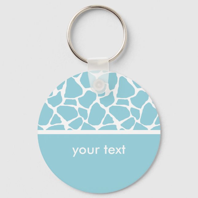 Blue Giraffe Print Customizable Key-Kette Schlüsselanhänger (Vorderseite)