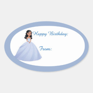 Blue Girl Birthday Geschenkmarke Sticker