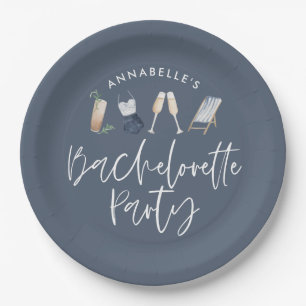 Blue Girl-Cocktail-Skript-Bachelorette Pappteller