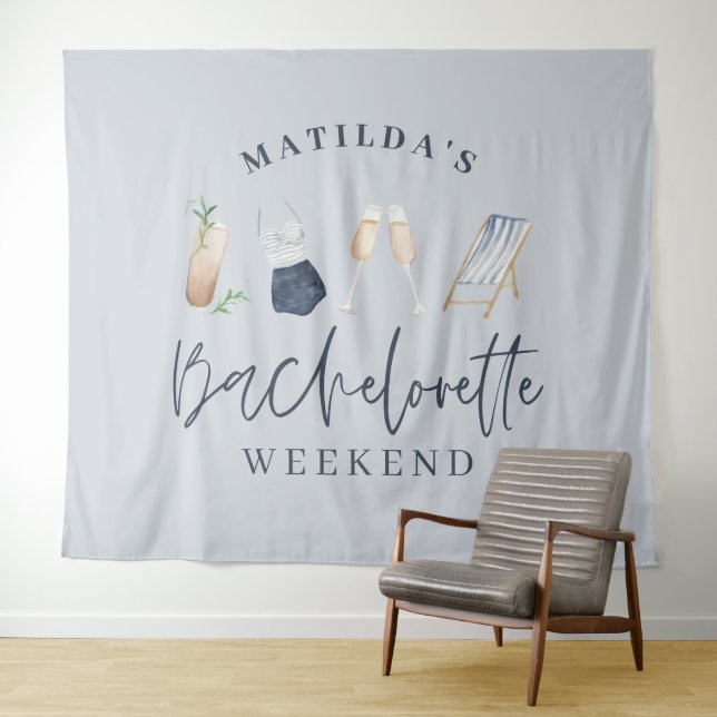 Blue Girl moderne Drinks Bachelorette Wochenende Wandteppich (Beispiel (Horizontal))