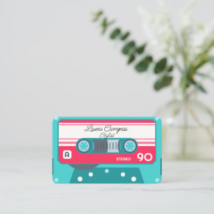 Blue Girly Stylist Music Tape Casette 1980s Visitenkarte