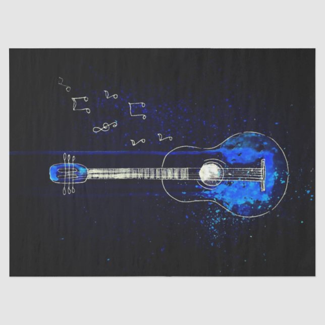 Blue Gitarre Tissue Paper Seidenpapier (Vorderseite)