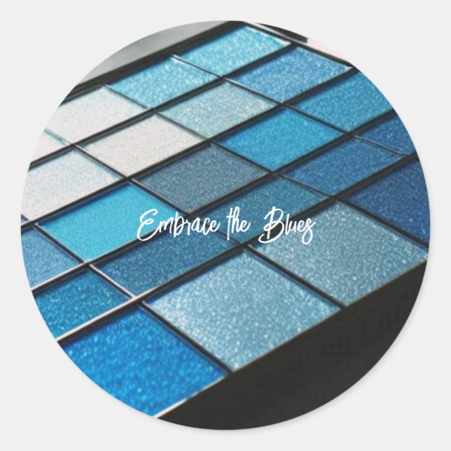 Blue Glam Eye Shadow Drama Runder Aufkleber (Vorderseite)